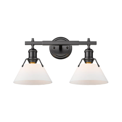 Yep by Golden Lighting Orwell 2-light Vanity in Matte Black and Opal Glass