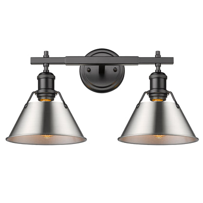 Orwell 2-Light Vanity Light in Matte Black with Pewter - Default Title - Golden Lighting