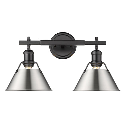 Orwell 2-Light Vanity Light in Matte Black with Pewter - - Golden Lighting