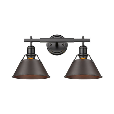Yep by Golden Lighting Orwell 2-light Vanity in Matte Black and Rubbed Bronze shade - Default Title - Golden Lighting