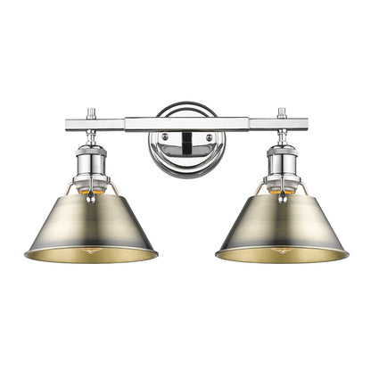 Orwell 2-Light Vanity Light in Chrome with Aged Brass - - Golden Lighting