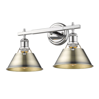 Orwell 2-Light Vanity Light in Chrome with Aged Brass - Default Title - Golden Lighting