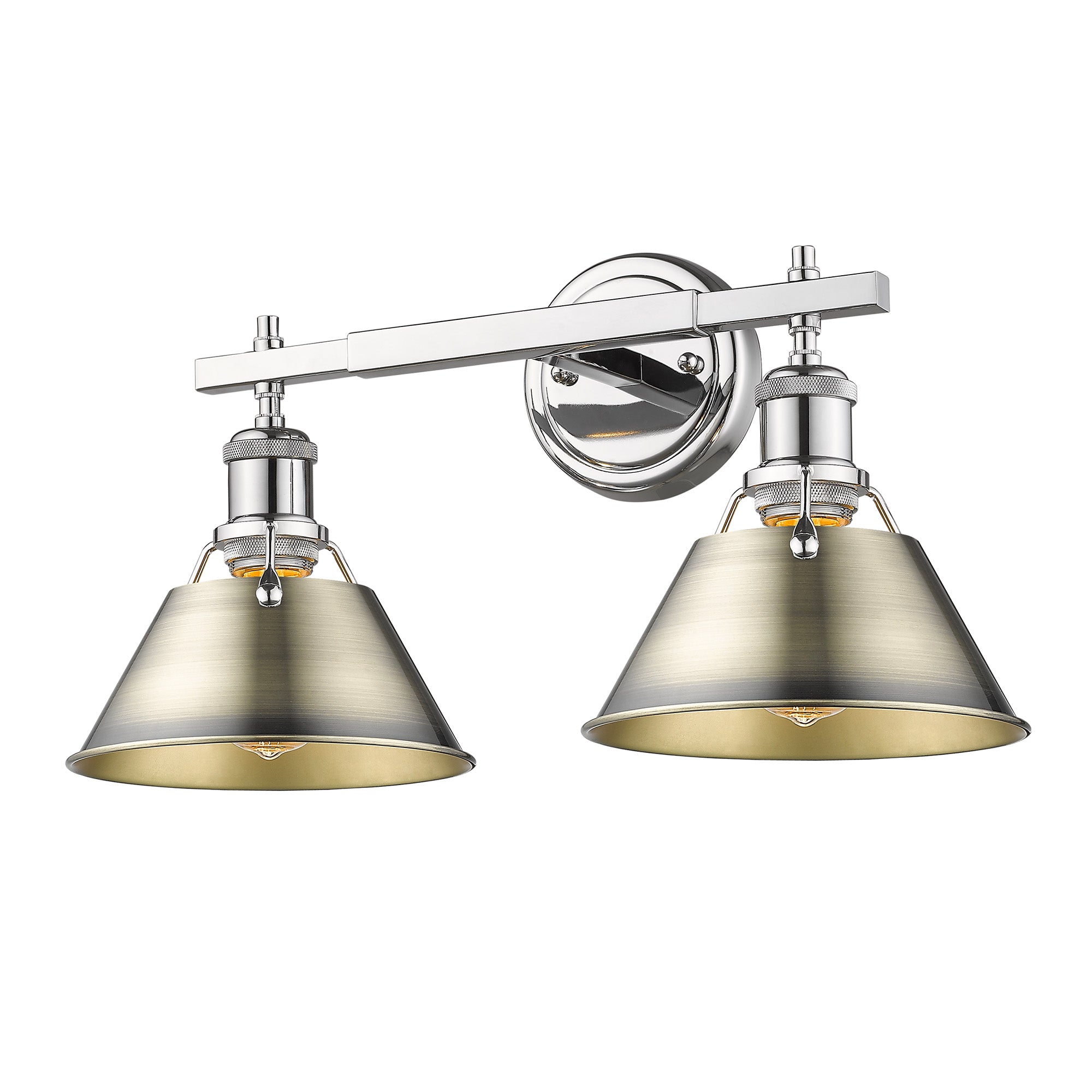 Orwell 2-Light Vanity Light in Chrome with Aged Brass - Chrome / Aged Brass / Gold - Golden Lighting