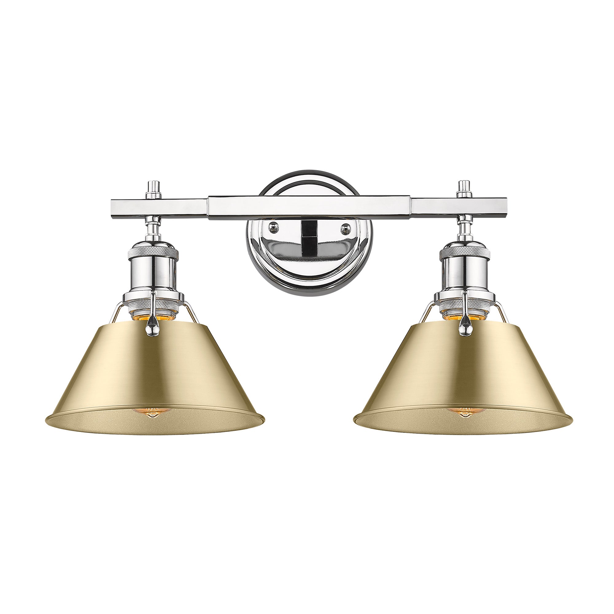 Orwell 2-Light Vanity Light in Chrome with Brushed Champagne Bronze - - Golden Lighting