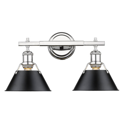 Orwell 2-Light Vanity Light in Chrome with Matte Black - - Golden Lighting