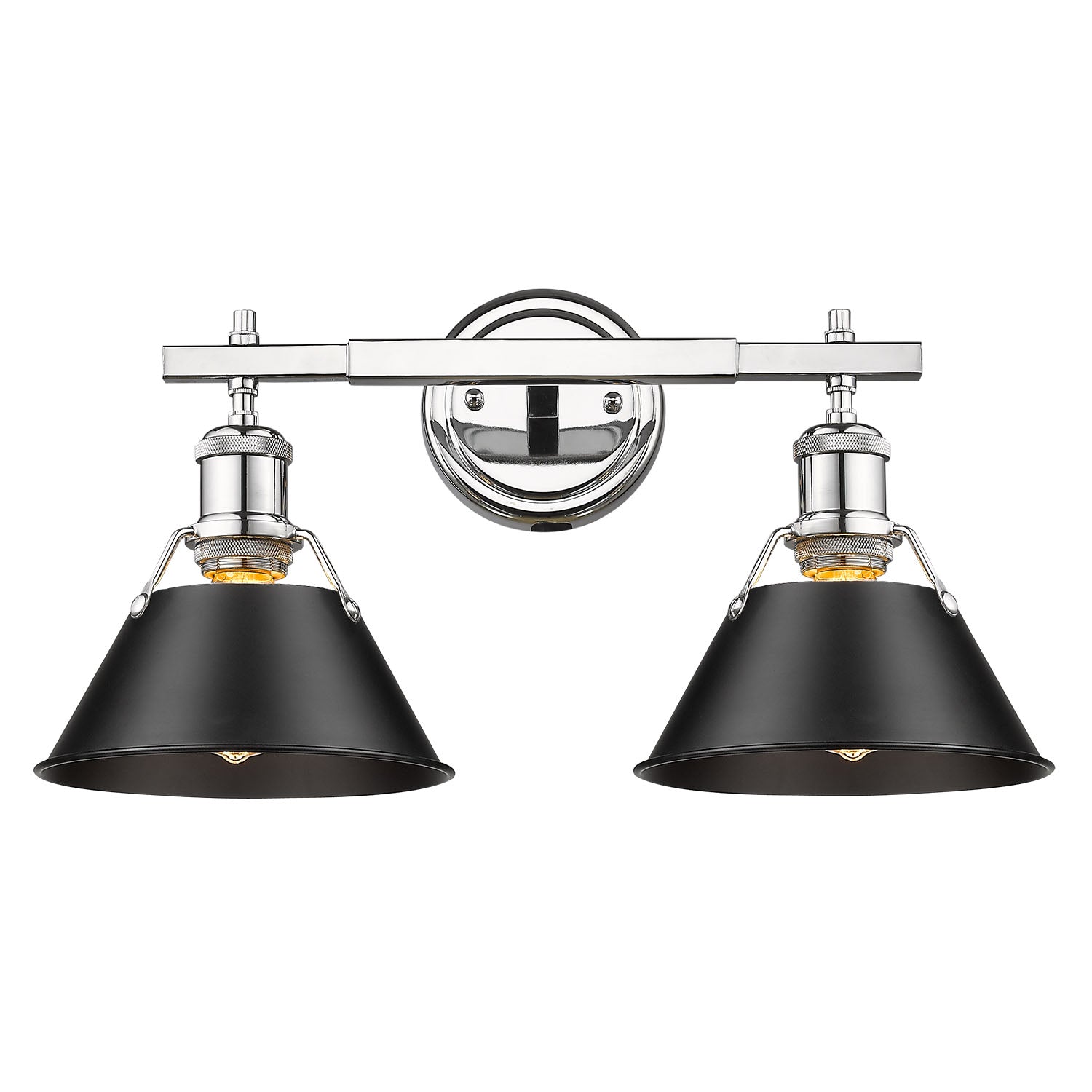 Orwell 2-Light Vanity Light in Chrome with Matte Black - Chrome / Matte Black / Black - Golden Lighting