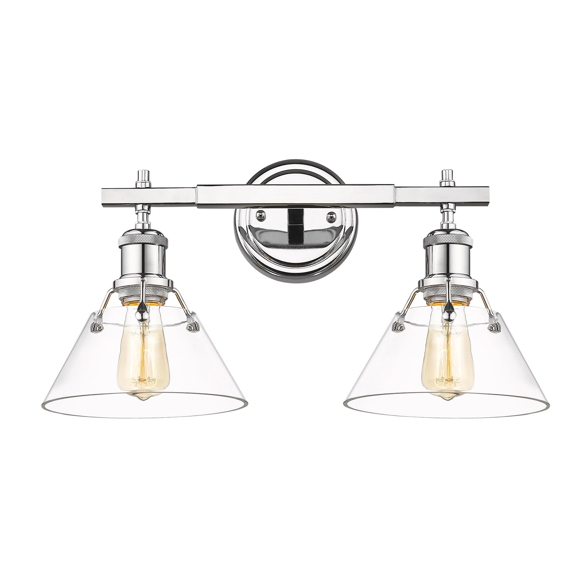 Orwell 2-Light Vanity Light in Chrome with Clear Glass - - Golden Lighting