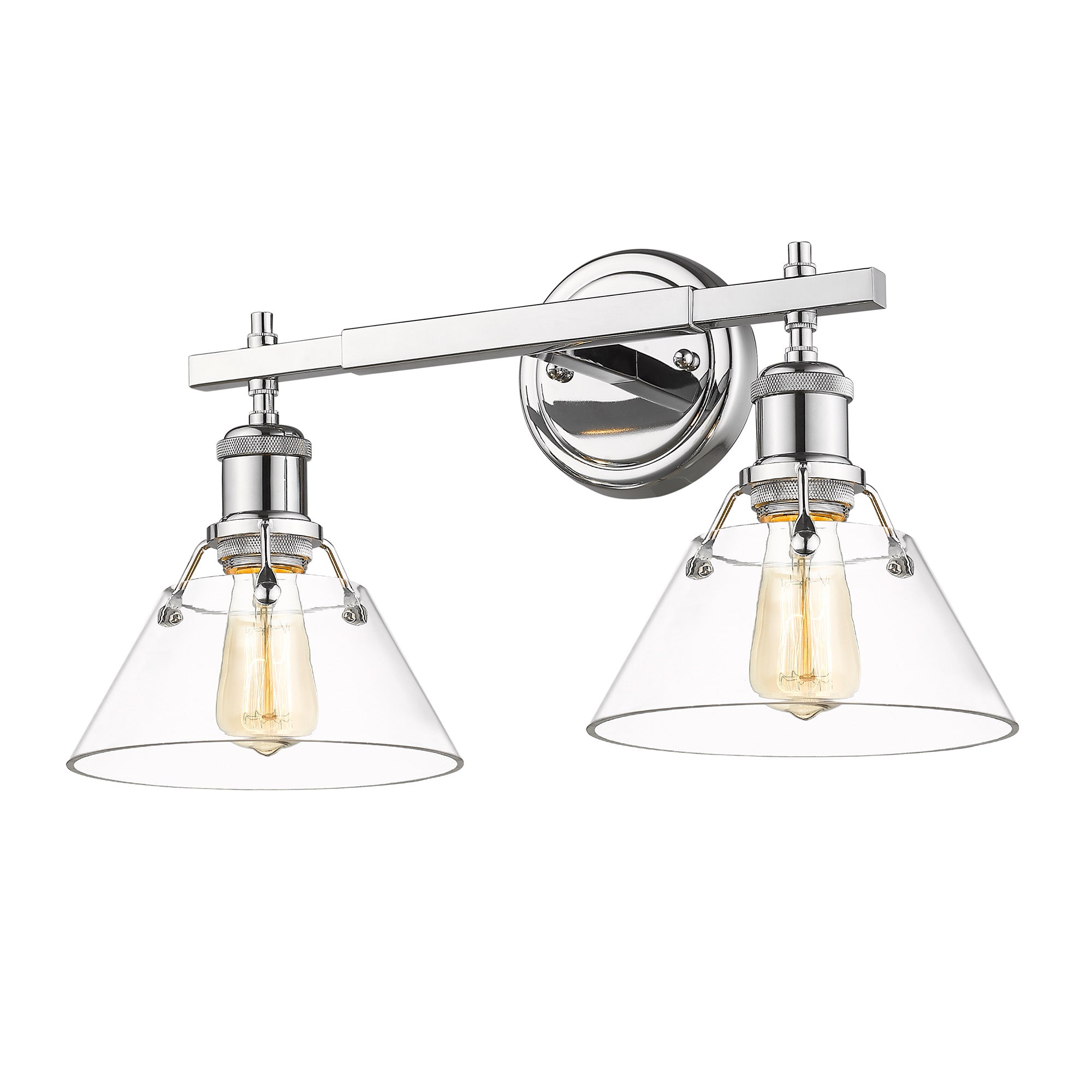 Orwell 2-Light Vanity Light in Chrome with Clear Glass - Default Title - Golden Lighting