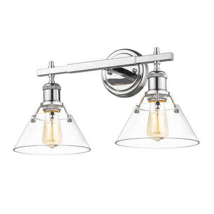 Orwell 2-Light Vanity Light in Chrome with Clear Glass - Default Title - Golden Lighting