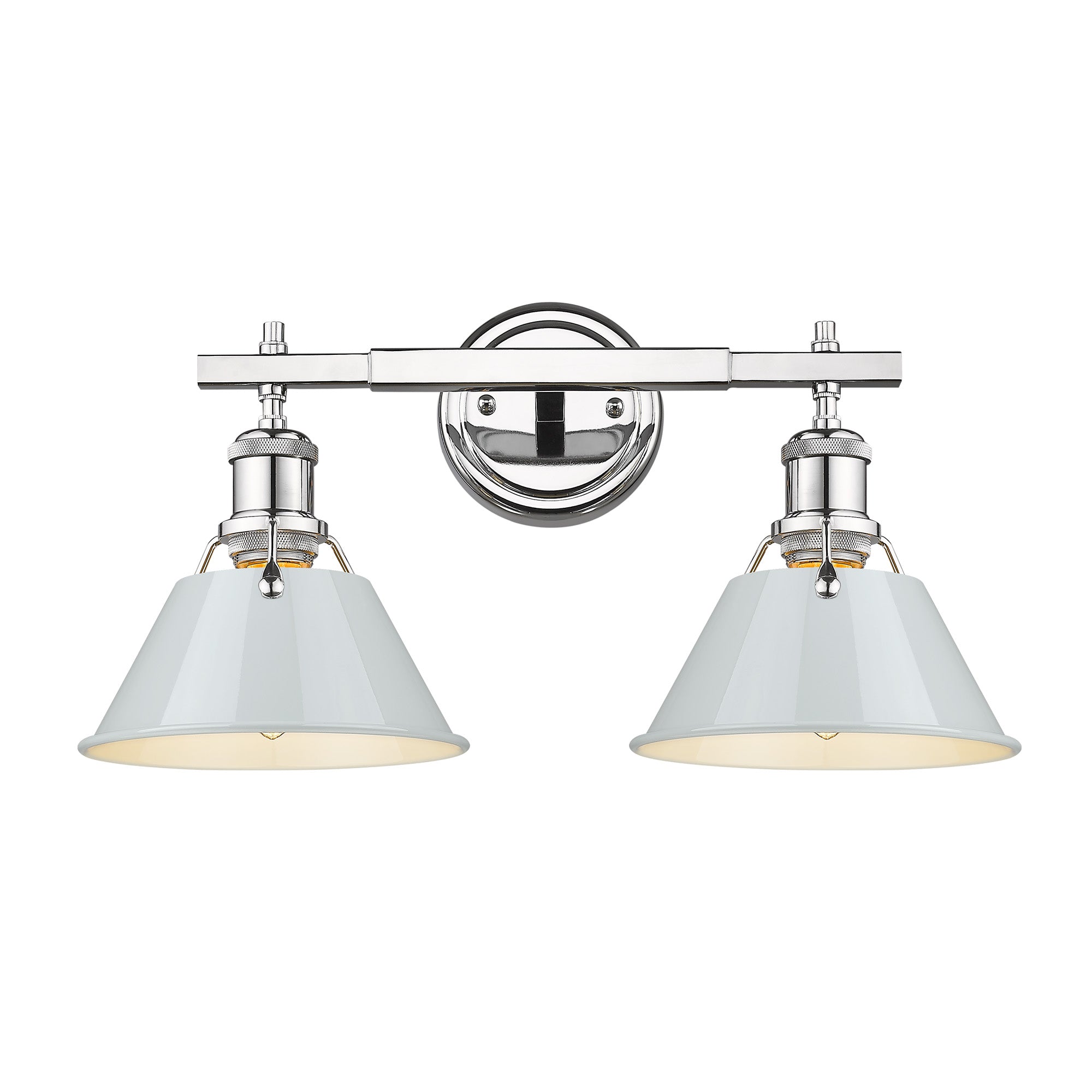 Orwell 2-Light Vanity Light in Chrome with Dusky Blue - - Golden Lighting