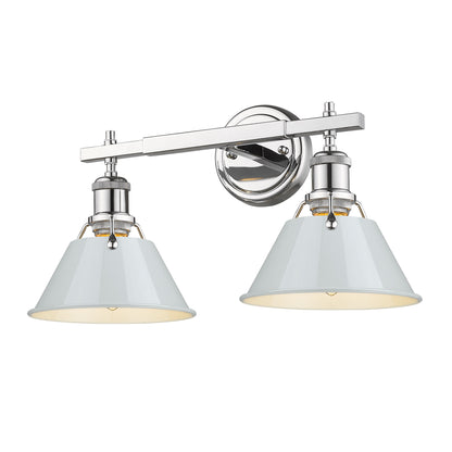 Orwell 2-Light Vanity Light in Chrome with Dusky Blue - Default Title - Golden Lighting