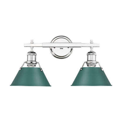 Orwell 2-Light Vanity Light in Chrome with Pine Green - - Golden Lighting