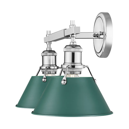 Yep by Golden Lighting Orwell 2-light Vanity in Chrome and Pine Green shade - - Golden Lighting