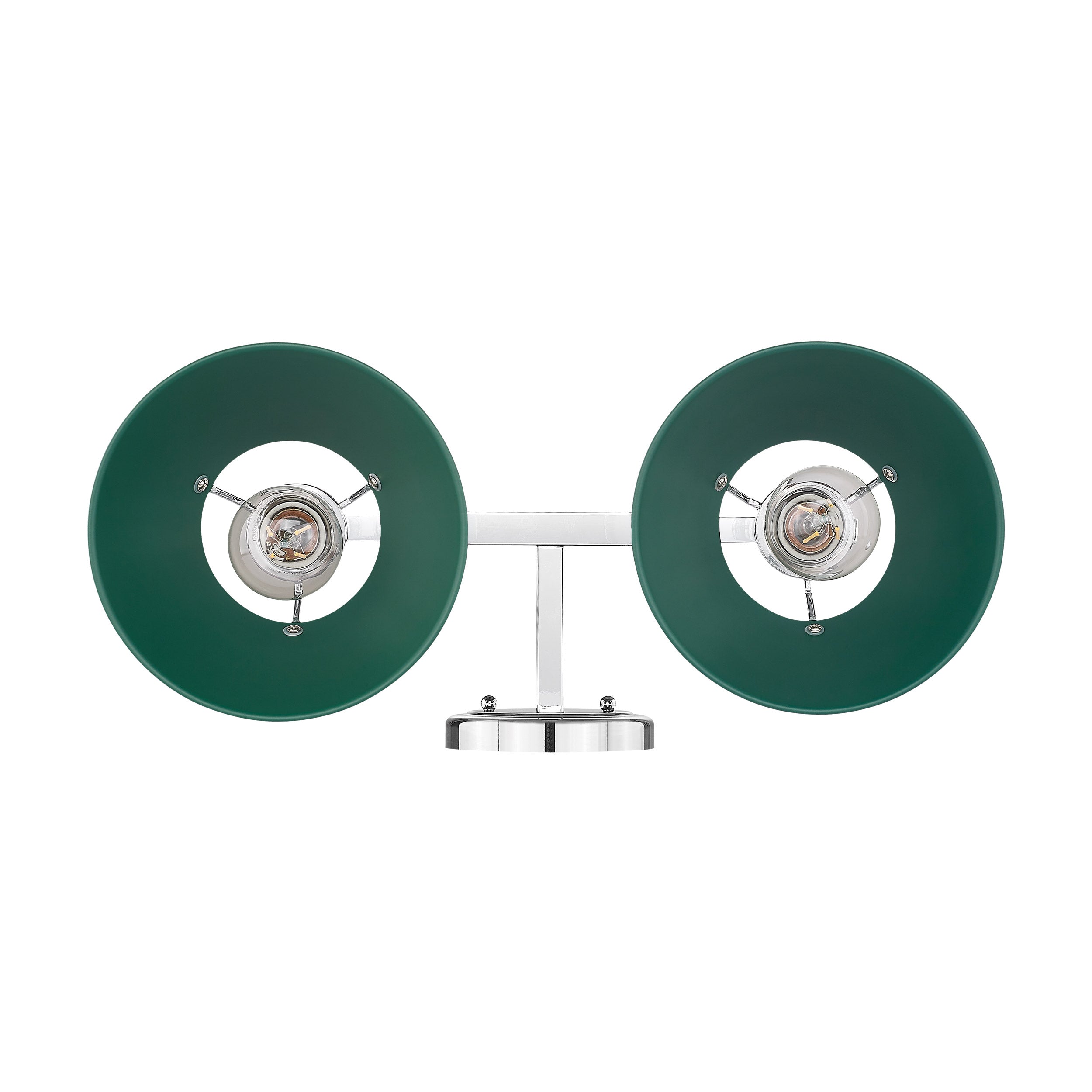 Orwell 2-Light Vanity Light in Chrome with Pine Green - Default Title - Golden Lighting