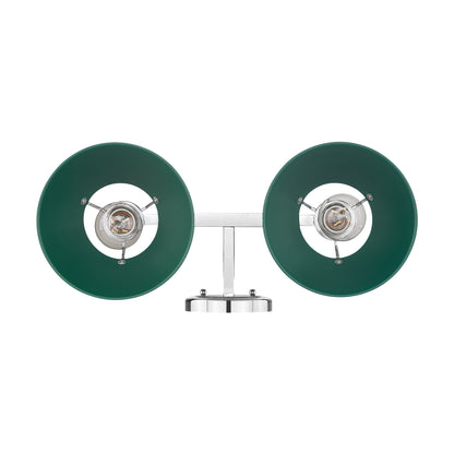 Orwell 2-Light Vanity Light in Chrome with Pine Green - Default Title - Golden Lighting