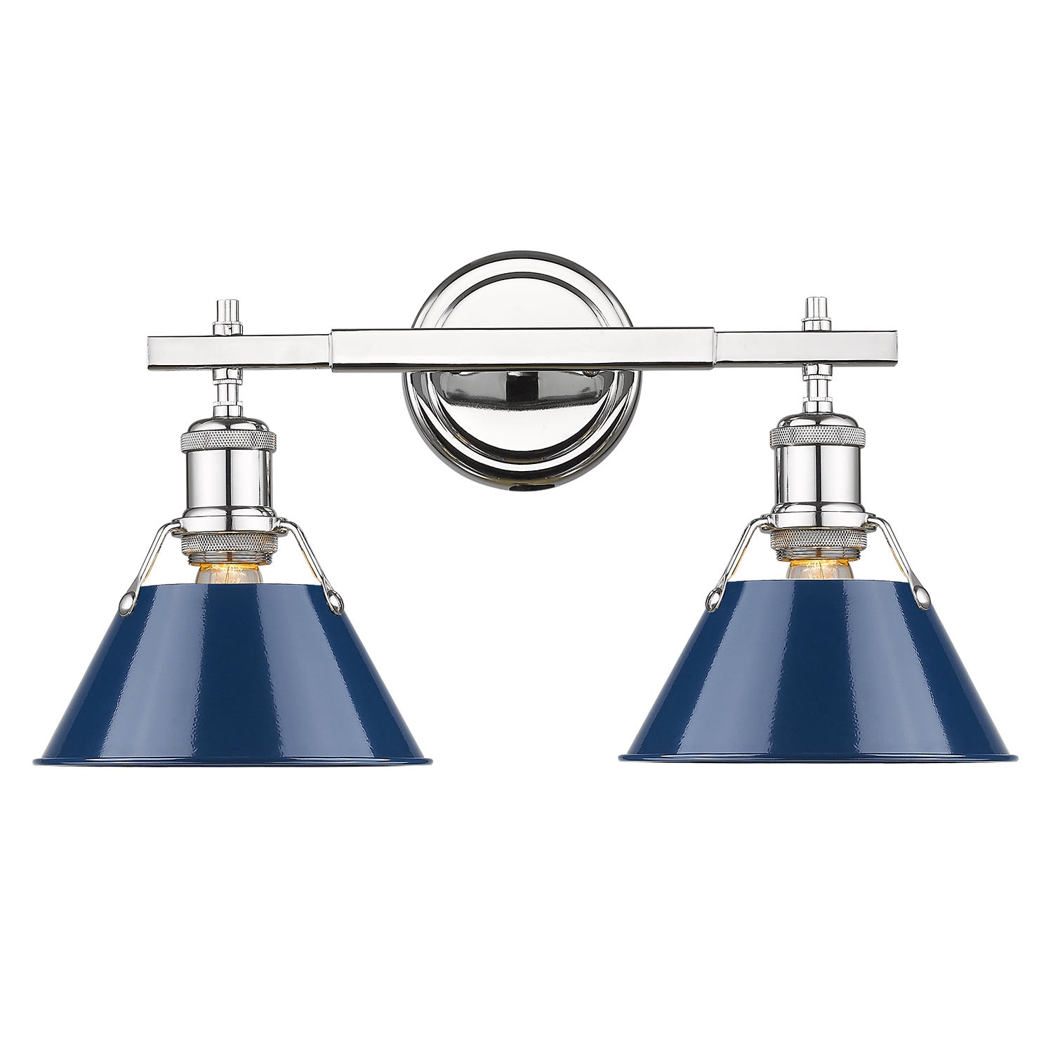 Orwell 2-Light Vanity Light in Chrome with Matte Navy - - Golden Lighting