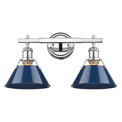 Yep by Golden Lighting Orwell 2-light Vanity in Chrome and Navy Blue shade - Default Title - Golden Lighting