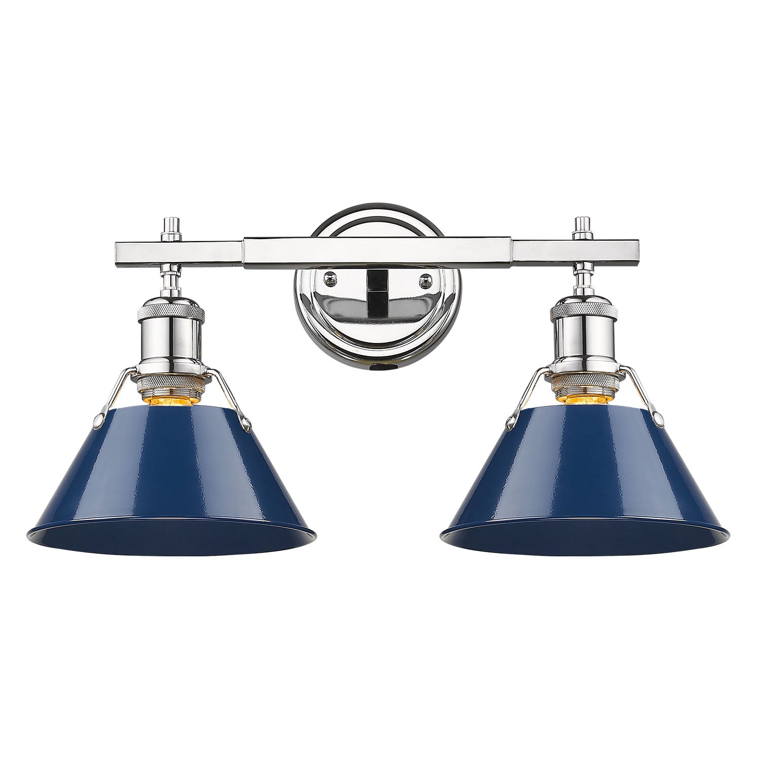 Orwell 2-Light Vanity Light in Chrome with Matte Navy - Default Title - Golden Lighting