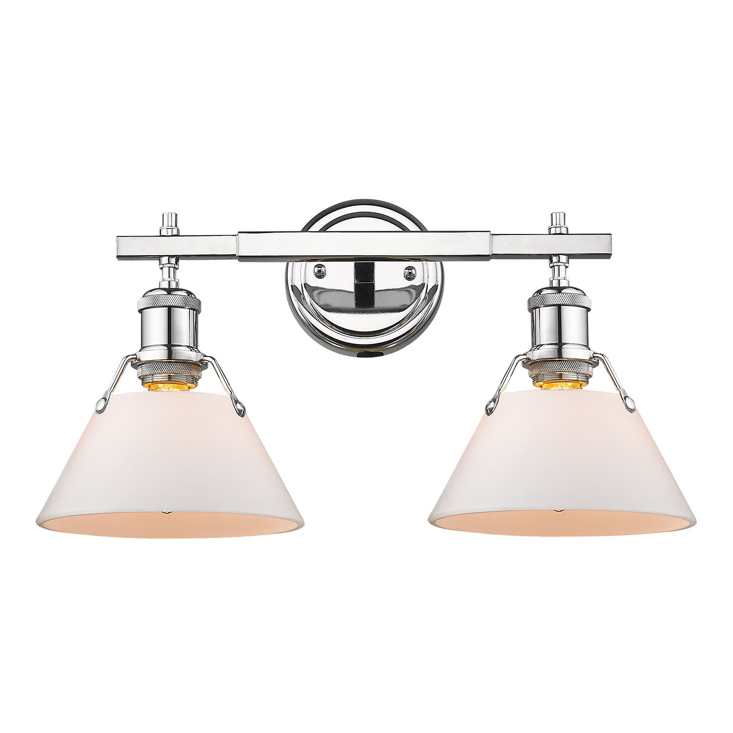 Orwell 2-Light Vanity Light in Chrome with Opal Glass - Chrome / Opal Glass / White - Golden Lighting