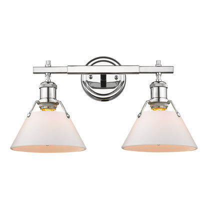 Orwell 2-Light Vanity Light in Chrome with Opal Glass - Chrome / Opal Glass / White - Golden Lighting