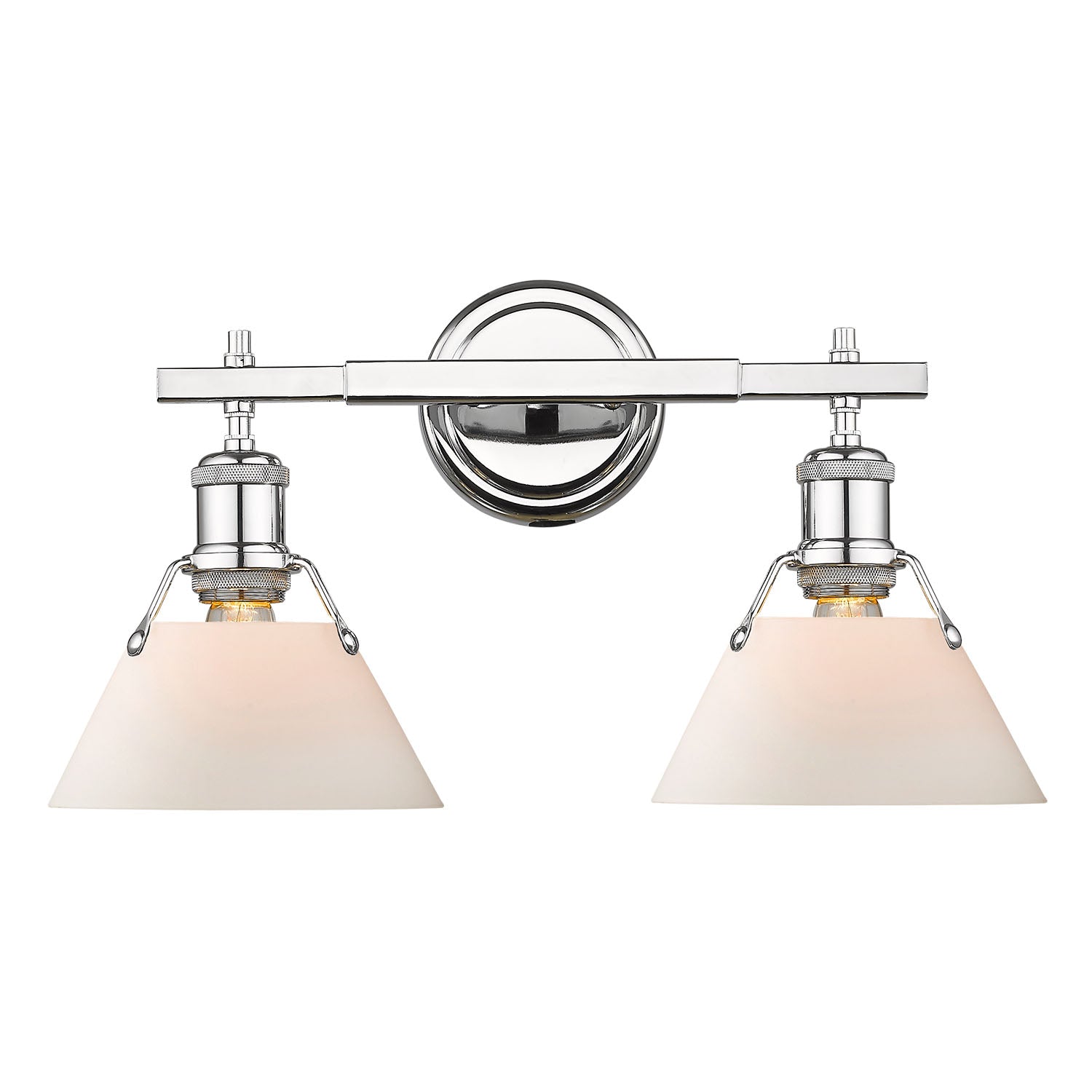 Orwell 2-Light Vanity Light in Chrome with Opal Glass - - Golden Lighting