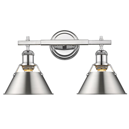 Orwell 2-Light Vanity Light in Chrome with Pewter - - Golden Lighting