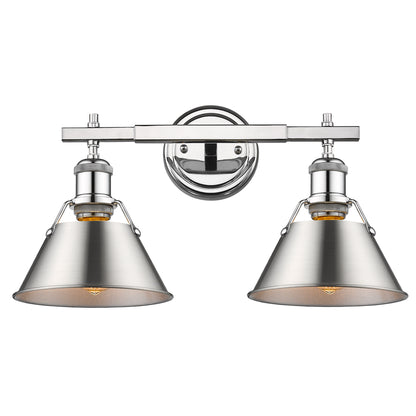 Orwell 2-Light Vanity Light in Chrome with Pewter - Default Title - Golden Lighting