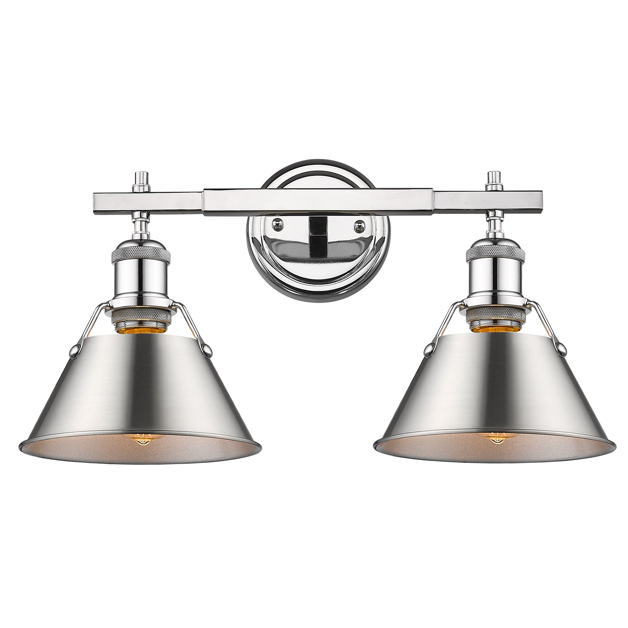 Orwell 2-Light Vanity Light in Chrome with Pewter - Chrome / Pewter / Silver - Golden Lighting