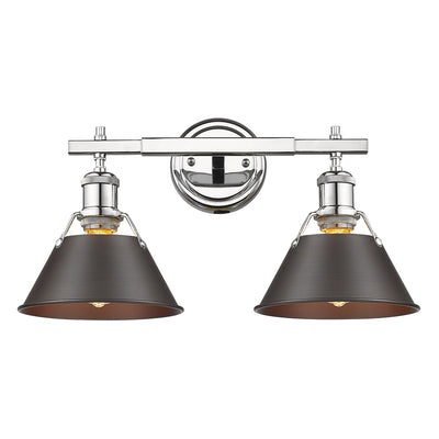 Yep by Golden Lighting Orwell 2-light Vanity in Chrome and Rubbed Bronze shade - Default Title - Golden Lighting
