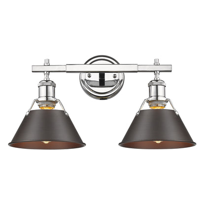 Orwell 2-Light Vanity Light in Chrome with Rubbed Bronze - Chrome / Rubbed Bronze / Bronze - Golden Lighting