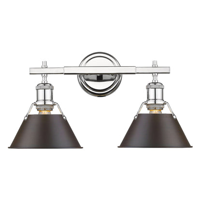 Orwell 2-Light Vanity Light in Chrome with Rubbed Bronze - - Golden Lighting