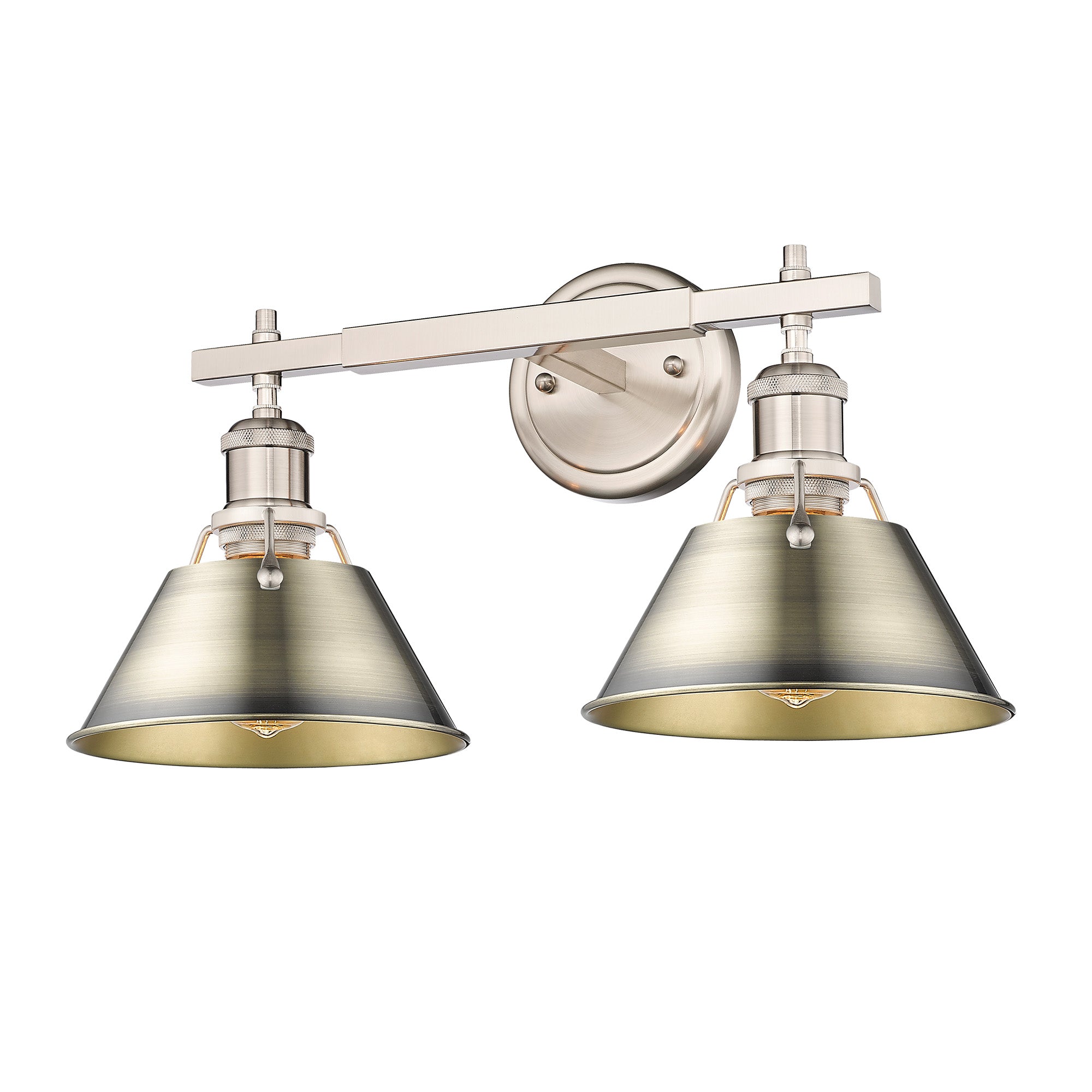 Orwell 2-Light Vanity Light in Pewter with Aged Brass - Pewter / Aged Brass / Gold - Golden Lighting