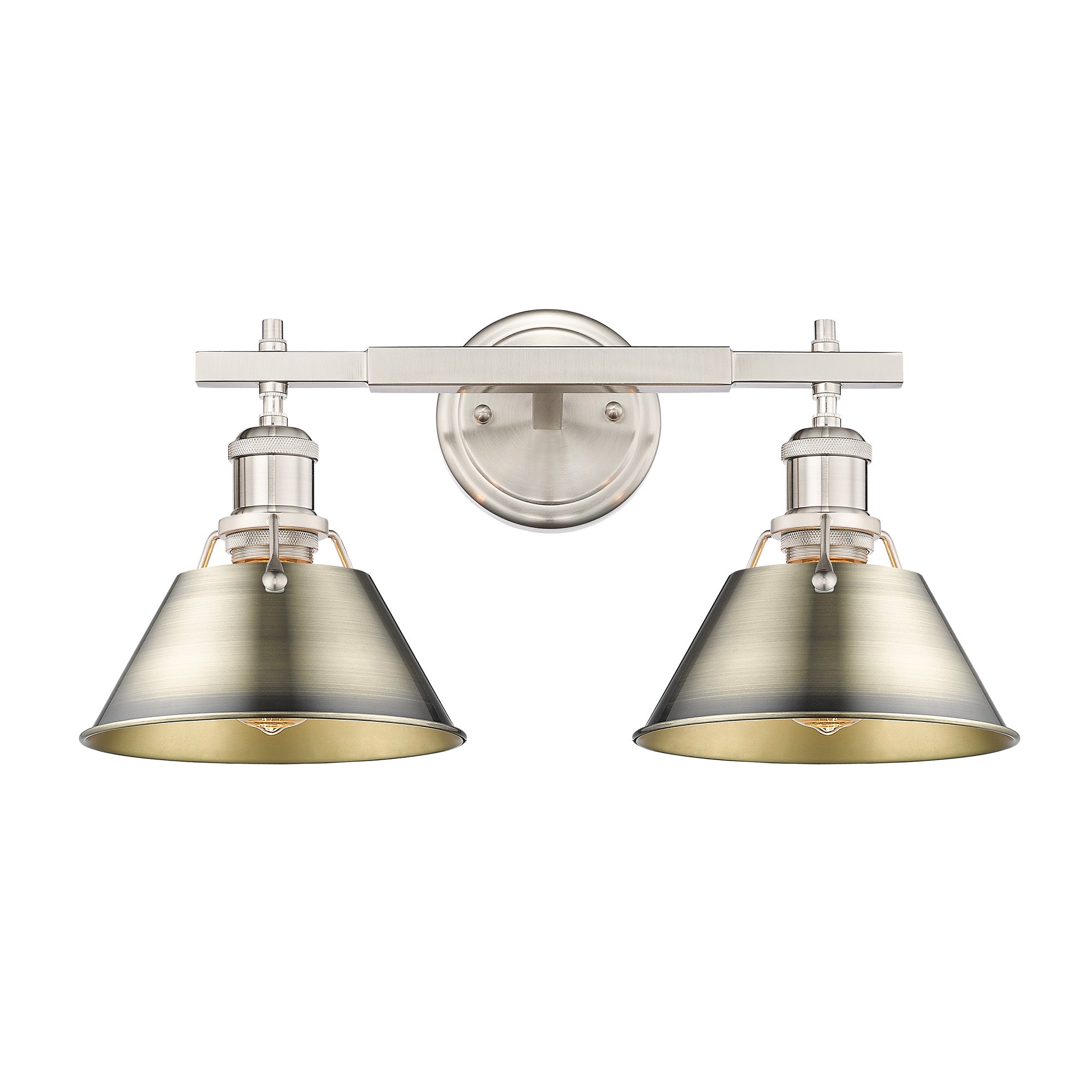 Orwell 2-Light Vanity Light in Pewter with Aged Brass - - Golden Lighting