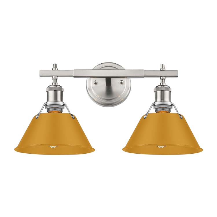 Yep by Golden Lighting Orwell 2-light Vanity in Pewter and Auric Yellow shade