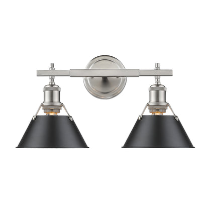 Orwell 2-Light Vanity Light in Pewter with Matte Black - - Golden Lighting