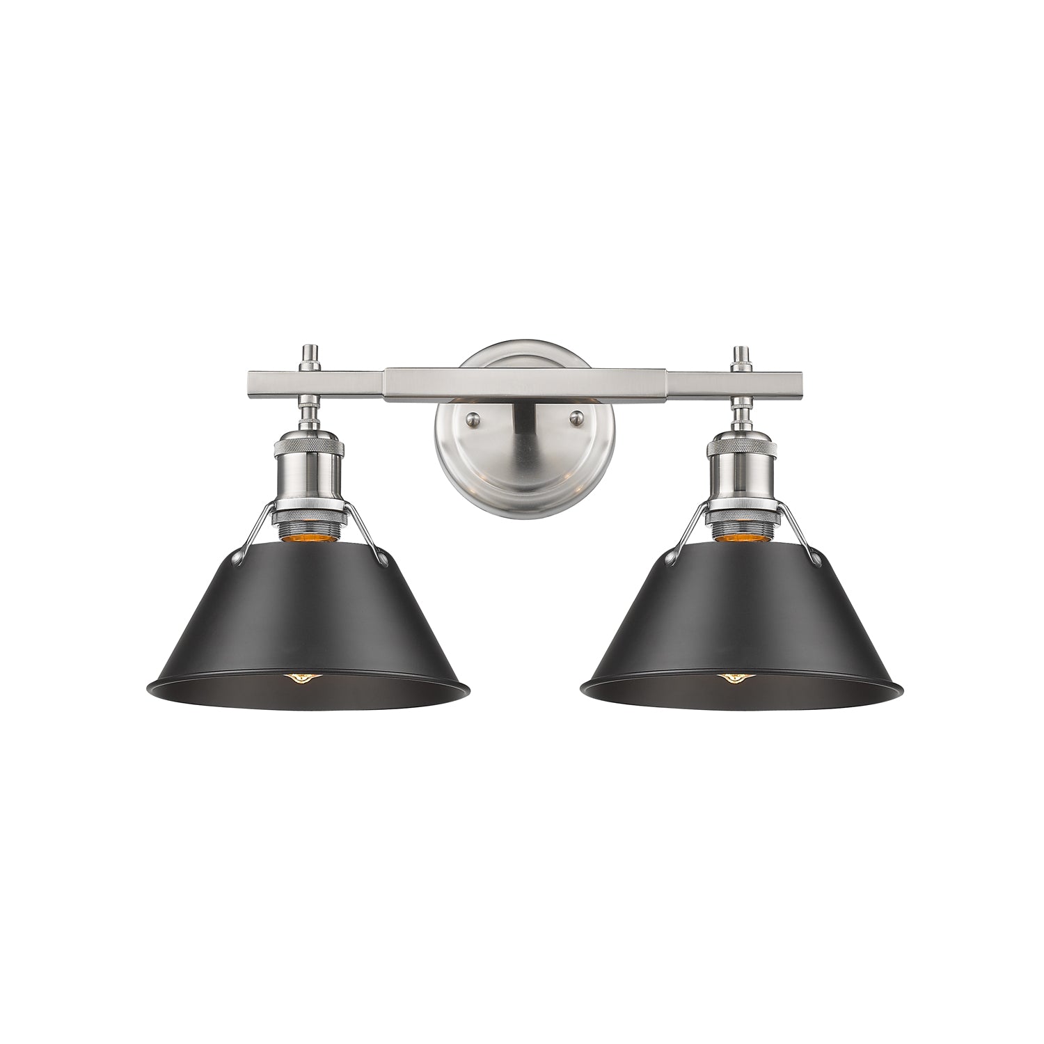 Orwell 2-Light Vanity Light in Pewter with Matte Black - Pewter / Matte Black / Black - Golden Lighting