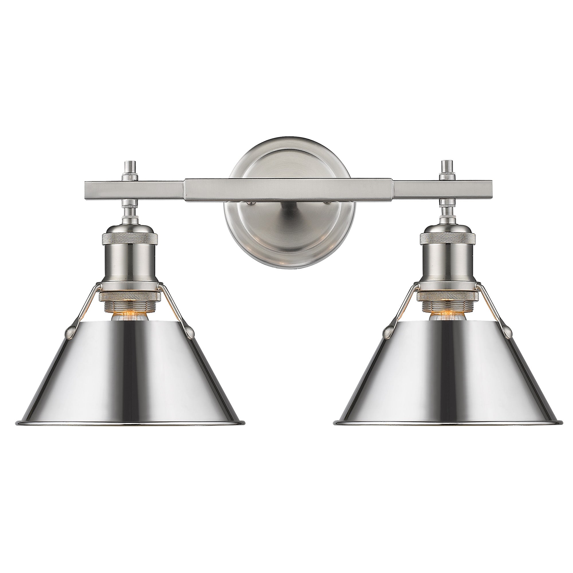 Orwell 2-Light Vanity Light in Pewter with Chrome - - Golden Lighting