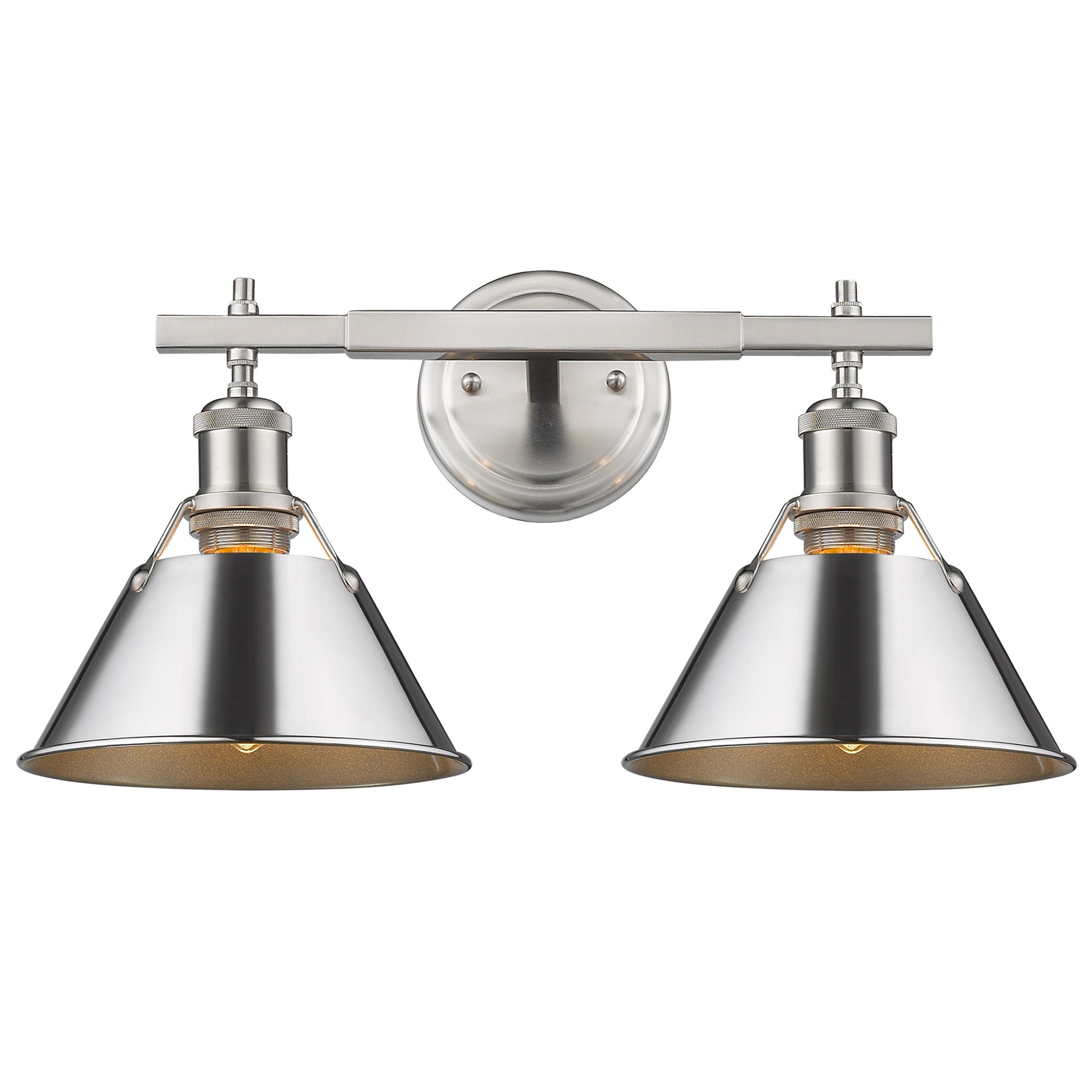 Orwell 2-Light Vanity Light in Pewter with Chrome - Pewter / Chrome / Silver - Golden Lighting