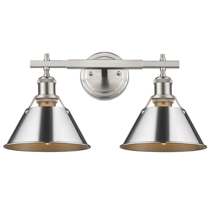 Orwell 2-Light Vanity Light in Pewter with Chrome - Pewter / Chrome / Silver - Golden Lighting