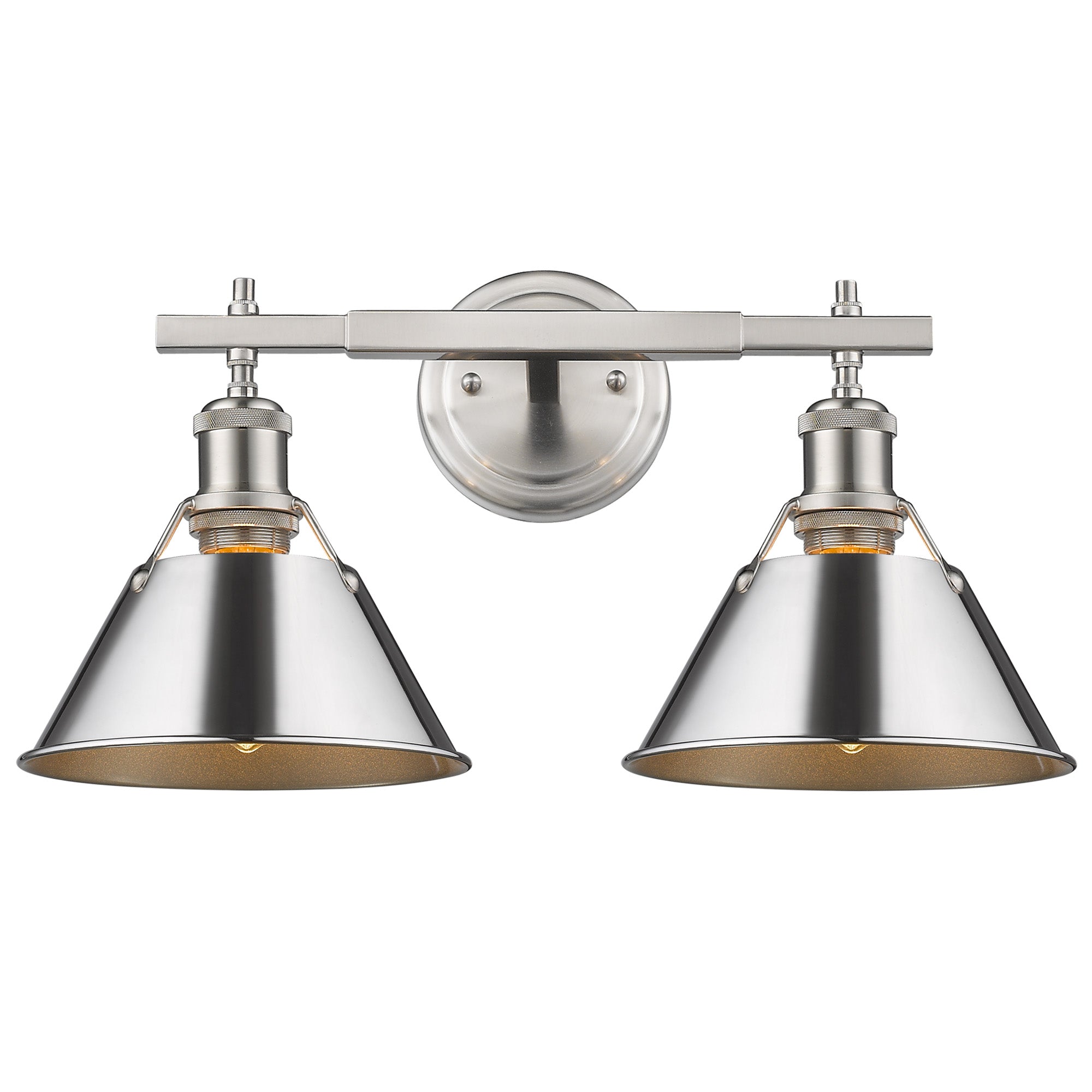 Orwell 2-Light Vanity Light in Pewter with Chrome - Default Title - Golden Lighting