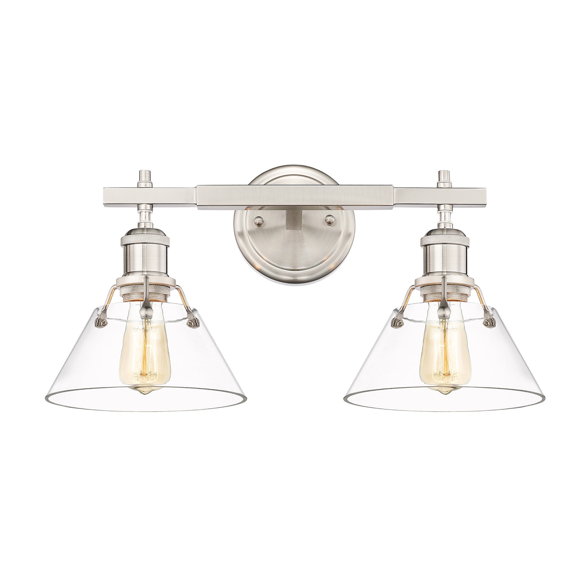 Orwell 2-Light Vanity Light in Pewter with Clear Glass - - Golden Lighting