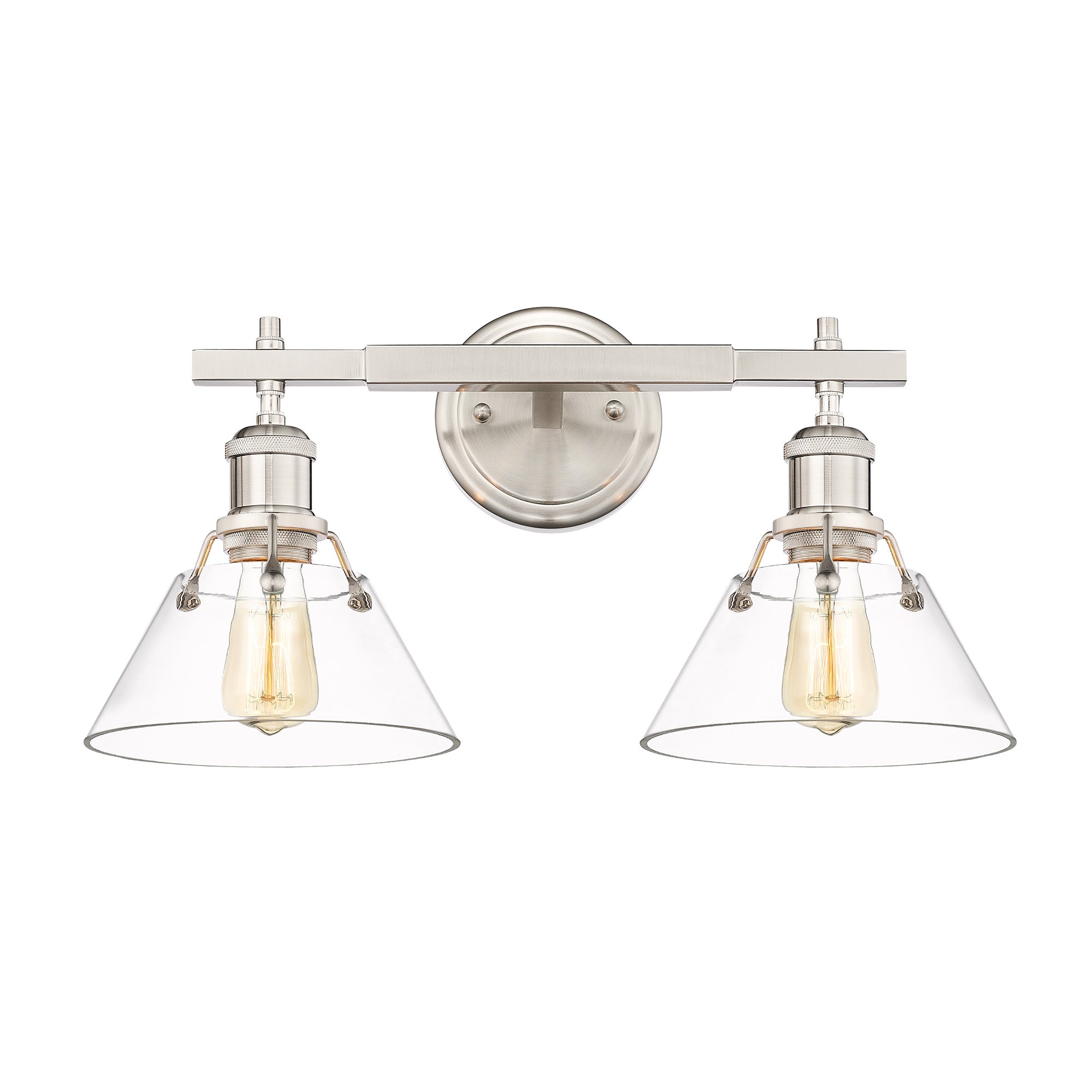 Orwell 2-Light Vanity Light in Pewter with Clear Glass - - Golden Lighting