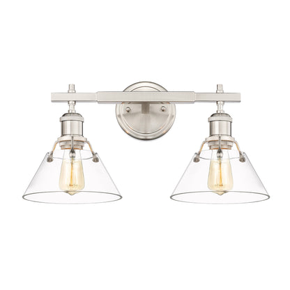 Orwell 2-Light Vanity Light in Pewter with Clear Glass - - Golden Lighting