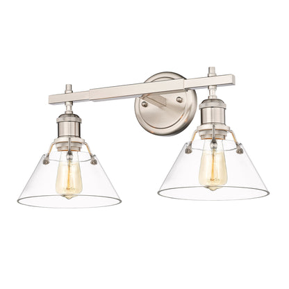 Orwell 2-Light Vanity Light in Pewter with Clear Glass - Default Title - Golden Lighting