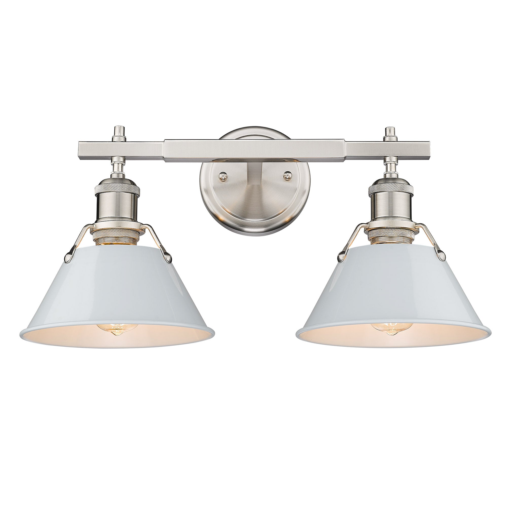 Orwell 2-Light Vanity Light in Pewter with Dusky Blue - - Golden Lighting