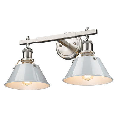 Yep by Golden Lighting Orwell 2-light Vanity in Pewter and Dusky Blue shade - Default Title - Golden Lighting