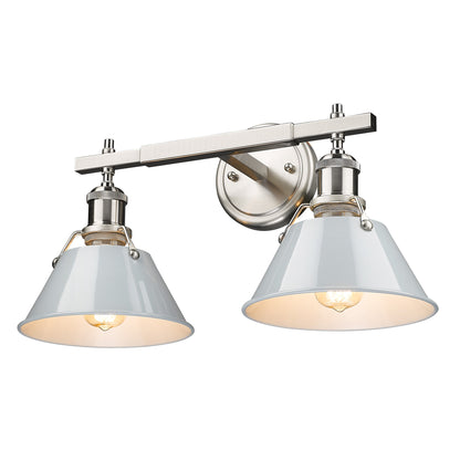 Yep by Golden Lighting Orwell 2-light Vanity in Pewter and Dusky Blue shade - Default Title - Golden Lighting