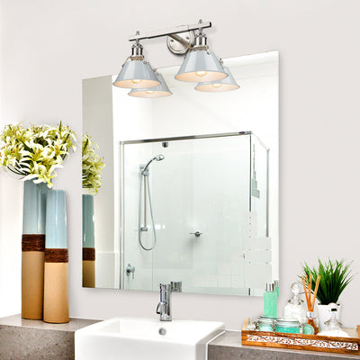 Yep by Golden Lighting Orwell 2-light Vanity in Pewter and Dusky Blue shade - - Golden Lighting