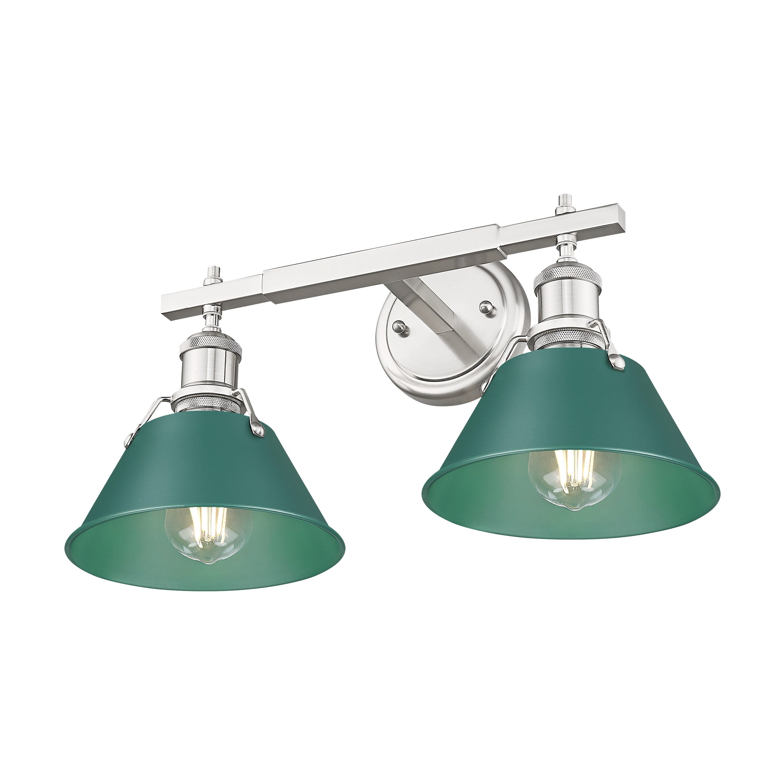 Orwell 2-Light Vanity Light in Pewter with Pine Green - Default Title - Golden Lighting