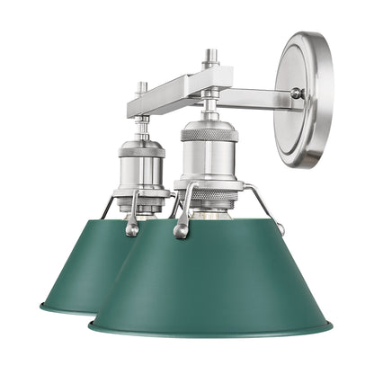 Yep by Golden Lighting Orwell 2-light Vanity in Pewter and Pine Green shade - - Golden Lighting